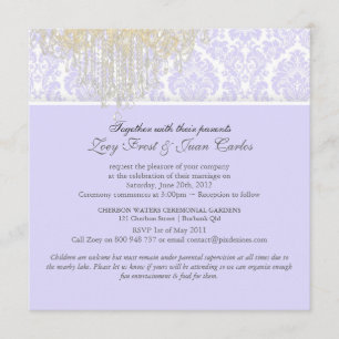 Invitation Chandelier de cristal PixDezines+Moiré Damask/viol