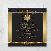 Invitation Chandelier de la Fête de Chauffage de ménage Or No (Dos)