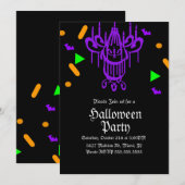 Invitation Chandelier de la fête d'Halloween Confetti Neon (Devant / Derrière)