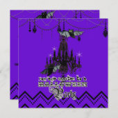 Invitation Chandelier d'Halloween Bat Chevron Zig Zag (Devant / Derrière)