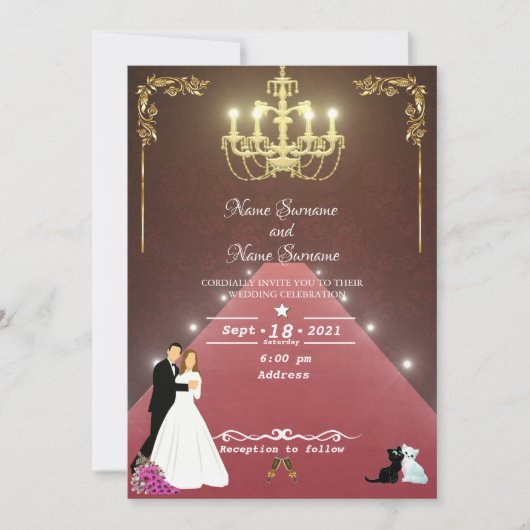 Invitation Chandelier d'or (Devant)