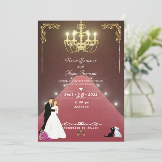 Invitation Chandelier d'or (Debout devant)