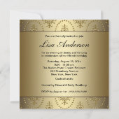 Invitation Chandelier d'or féminin 50e anniversaire (Dos)