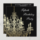 Invitation Chandelier d'or Womans Classy 50e anniversaire (Devant / Derrière)