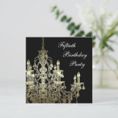 Invitation Chandelier d'or Womans Classy 50e anniversaire (Debout devant)