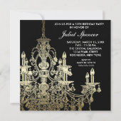 Invitation Chandelier d'or Womans Classy 50e anniversaire (Dos)