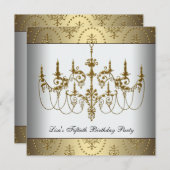 Invitation Chandelier d'or Womans Classy 50e anniversaire (Devant / Derrière)