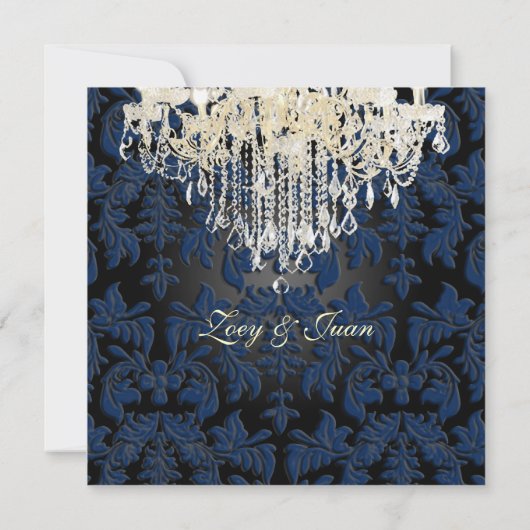 Invitation Chandelier en cristal PixDezines + Damask baroque (Dos)