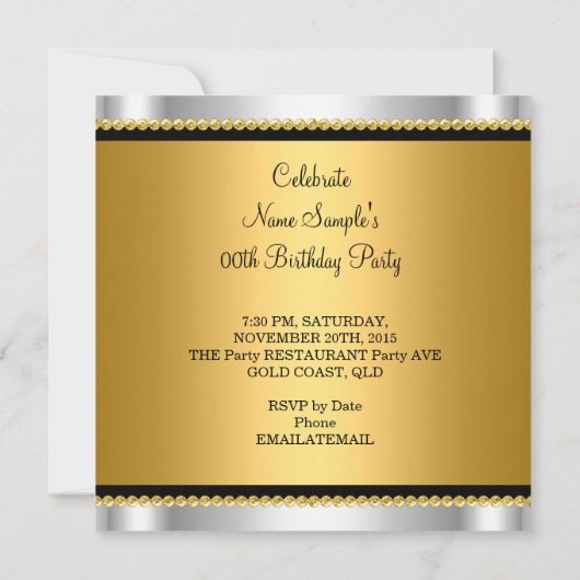 Invitation Chandelier en or argenté Parties scintillant éléga (Dos)