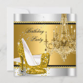 Invitation Chandelier en or argenté Parties scintillant éléga (Devant)