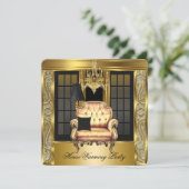 Invitation Chandelier en or de la Fête de Chauffage de ménage (Debout devant)