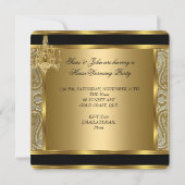 Invitation Chandelier en or de la Fête de Chauffage de ménage (Dos)