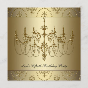 Invitation Chandelier en or pour les 50 ans d'une femme