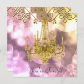 Invitation Chandelier en or rose Fête de toutes les occasions (Devant / Derrière)