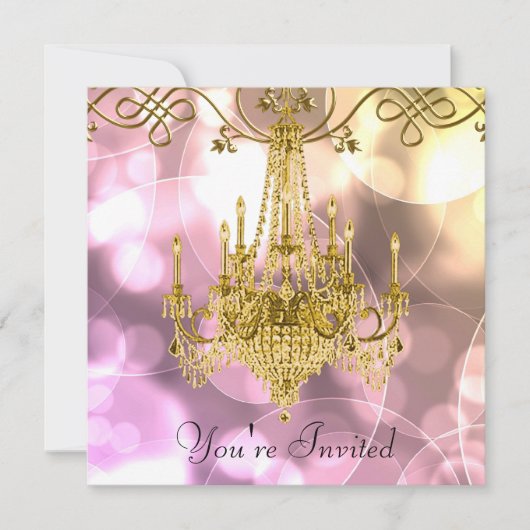 Invitation Chandelier en or rose Fête de toutes les occasions (Devant)