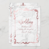 Invitation Chandelier en or Rose PixDezines/Coeur/Marbre (Devant / Derrière)