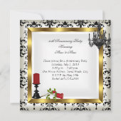 Invitation Chandelier en or Rose rouge de cierge de 50e anniv (Dos)