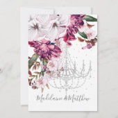 Invitation Chandelier Floral Élégant Mariage Rouge Bourgogne (Dos)