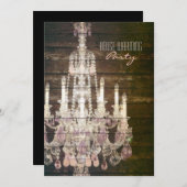 Invitation Chandelier français pourpre Russe Barn Wood (Devant / Derrière)