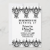 Invitation Chandelier gothique Mariage noir blanc (Devant)