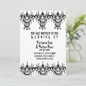 Invitation Chandelier gothique Mariage noir blanc (Debout devant)