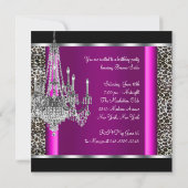 Invitation Chandelier Hot rose léopard fête d'anniversaire (Dos)