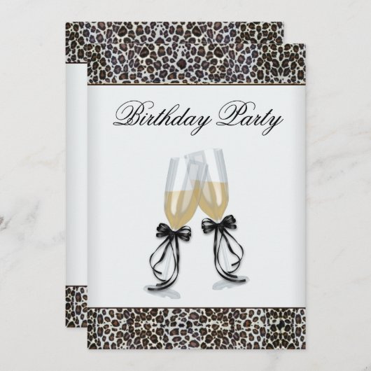 Invitation Chandelier léopard Fête d'anniversaire (Devant / Derrière)