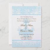 Invitation Chandelier Mariage Aqua Blue Antique Damask (Devant)
