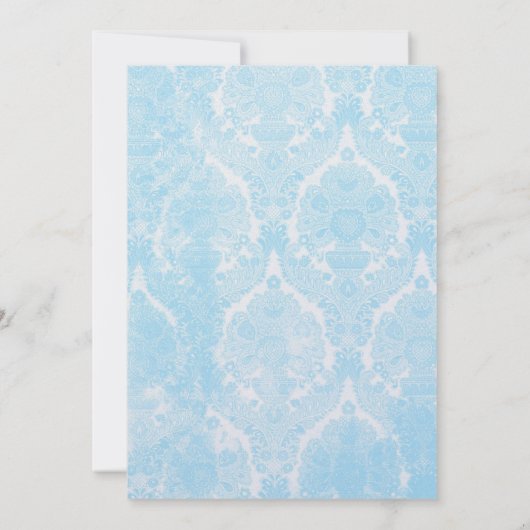 Invitation Chandelier Mariage Aqua Blue Antique Damask (Dos)