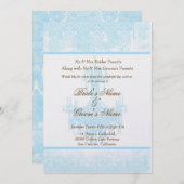 Invitation Chandelier Mariage Aqua Blue Antique Damask (Devant / Derrière)