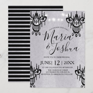 Invitation Chandelier Mariage Halloween Gris Pierre