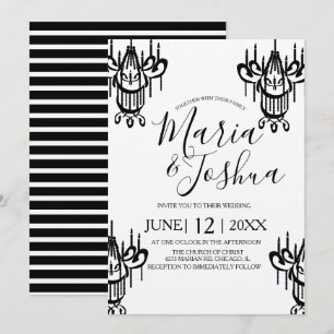 Invitation Chandelier Mariage Halloween Kraft Noir