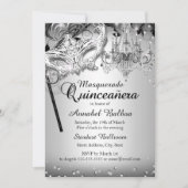 Invitation Chandelier Masquerade argent Quinceanera Invitatio (Devant)