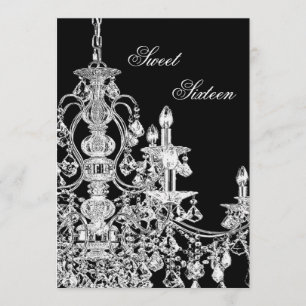 Invitation Chandelier Noir Blanc Sweet 16 Party