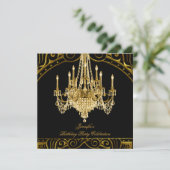 Invitation Chandelier Or Noir Anniversaire (Debout devant)