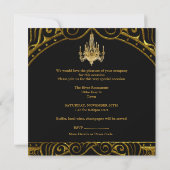 Invitation Chandelier Or Noir Anniversaire (Dos)