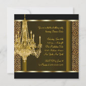 Invitation Chandelier Or Noir Anniversaire Thème Léopard (Dos)