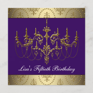 Invitation Chandelier Or Pur Gold Pour Les 50 Ans D'une Femme