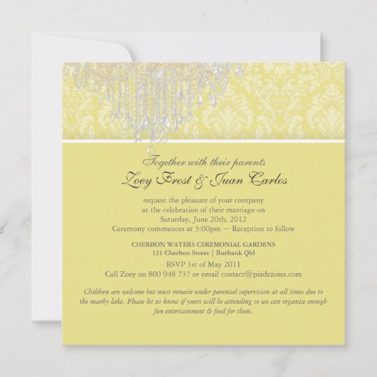 Invitation Chandelier Pix Dezines/Moiré Damask/do-it-yourself (Devant)