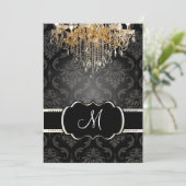 Invitation Chandelier PixDezines Gold+Damask Vendome/ 5x7 (Debout devant)