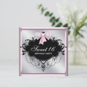 Invitation Chandelier rose Black Sweet 16 Anniversaire (Debout devant)