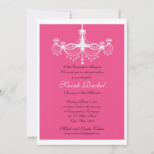 Invitation Chandelier rose Chaud (Devant)