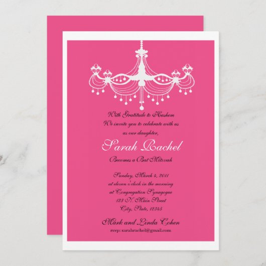 Invitation Chandelier rose Chaud (Devant / Derrière)