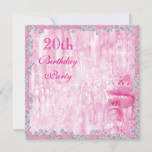 Invitation Chandelier Rose & Diamants 20e Anniversaire