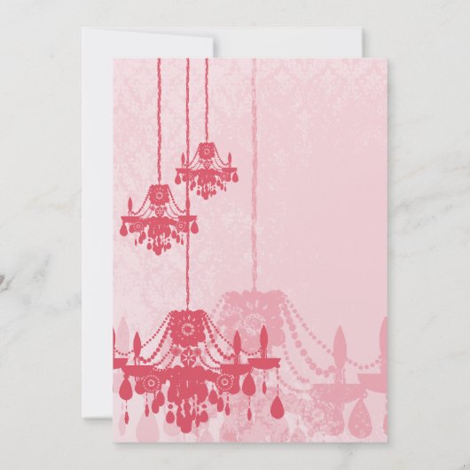 Invitation Chandelier rose glace fraise Mariage damassé (Dos)