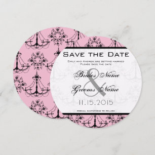 Invitation Chandelier Rose Pâle Mariage Enregistrer la Date