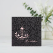 Invitation Chandelier rose PixDezines+Damask Flora (Debout devant)