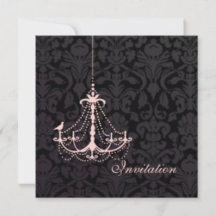 Invitation Chandelier rose PixDezines+Damask Flora
