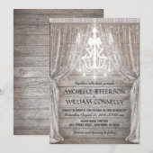 Invitation Chandelier Rustique Décor Mariage à la Grange (Devant / Derrière)