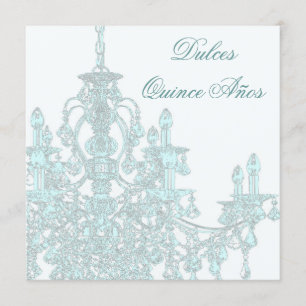 Invitation Chandelier Teal Quinceanera